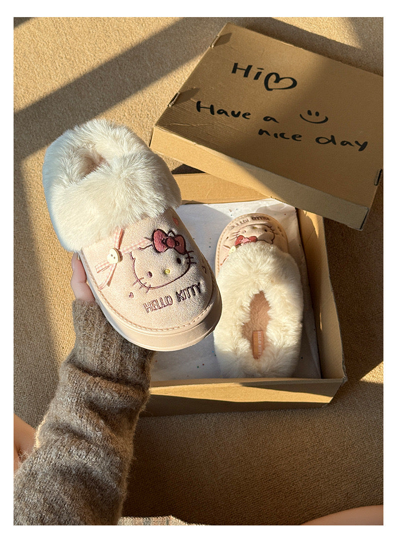 Hello Kitty Fuzzy Bow Slippers