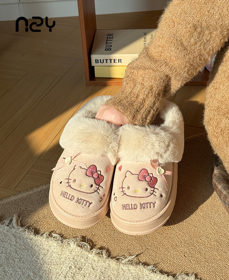 Hello Kitty Fuzzy Bow Slippers