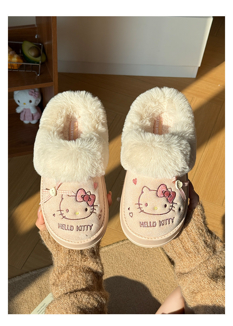 Hello Kitty Fuzzy Bow Slippers