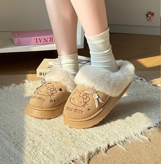 Hello Kitty Fuzzy Bow Slippers