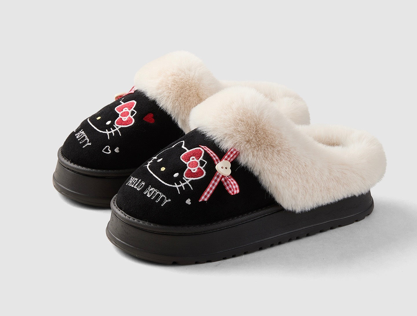 Hello Kitty Fuzzy Bow Slippers