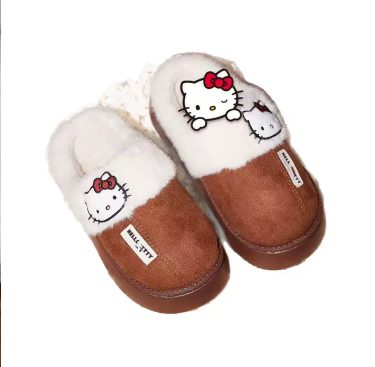 Hello Kitty Logo Fluffy Slippers