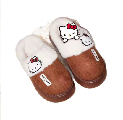 Hello Kitty Logo Fluffy Slippers
