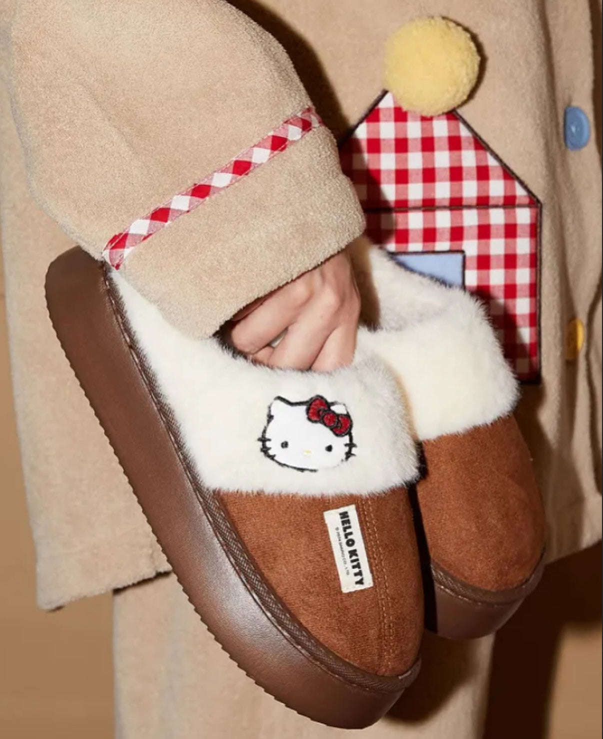 Hello Kitty Logo Fluffy Slippers