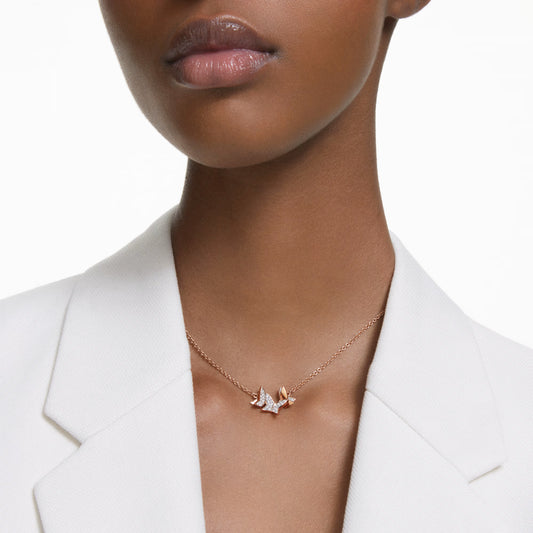 Swarovski Idyllia Lilia necklace Butterfly, White, Rose gold-tone plated