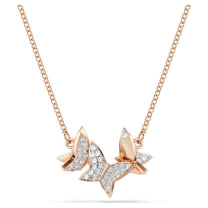 Swarovski Idyllia Lilia necklace Butterfly, White, Rose gold-tone plated