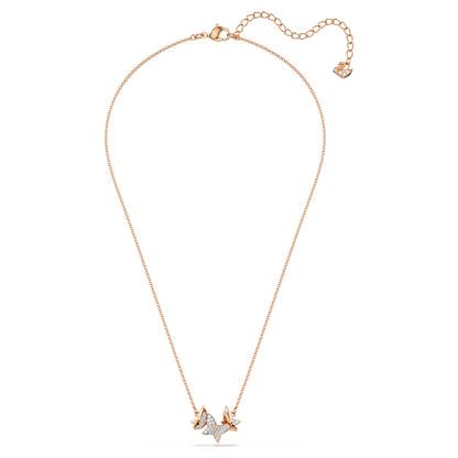 Swarovski Idyllia Lilia necklace Butterfly, White, Rose gold-tone plated